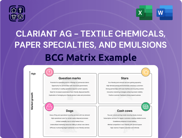 Clariant AG - Textile Chemicals, Paper Specialties, and Emulsions Businesses Boston Consulting Group Matrix