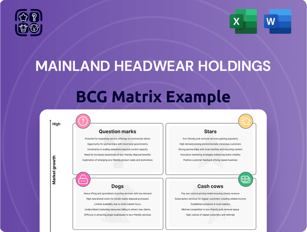 Mainland Headwear Holdings Boston Consulting Group Matrix